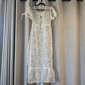 By Anthropologie Organza Duster Sheer Short Sleeve Maxi Overlay Dress Size XXS